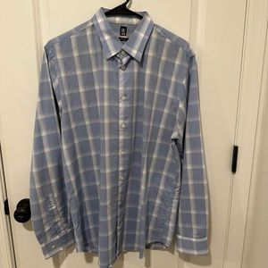 14th & Union Blue/White Plaid Dress Shirt - Size Large